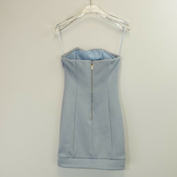 B x RUNAWAY Dress Baby Blue Bodycon Mini XS Sleeveless Stretch Sweetheart Fitted - Picture 9 of 12